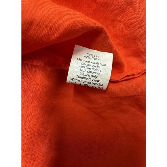J Crew Womens Size Small Tie VNeck Linen Blend High Low Hem Tunic Top Orange Red - Picture 8 of 9
